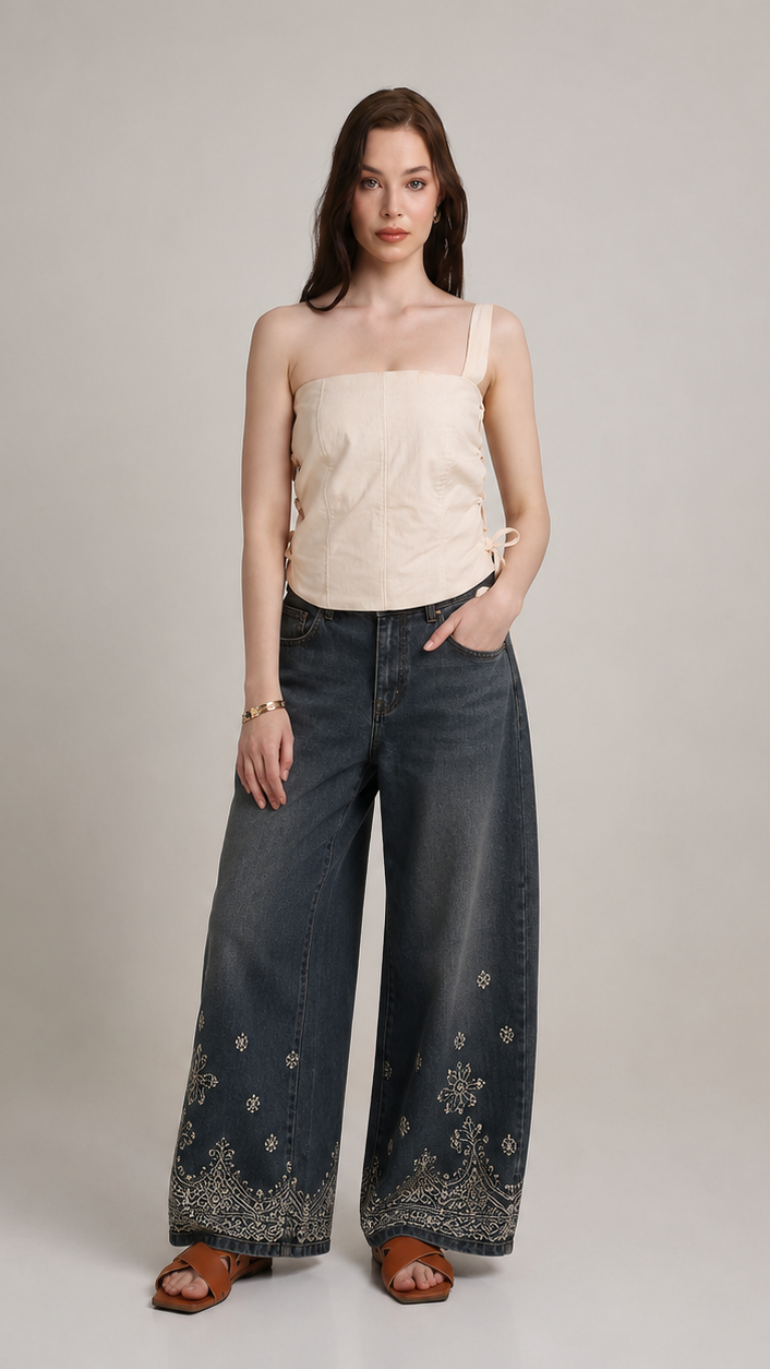 Sandstone Lace-Up Top