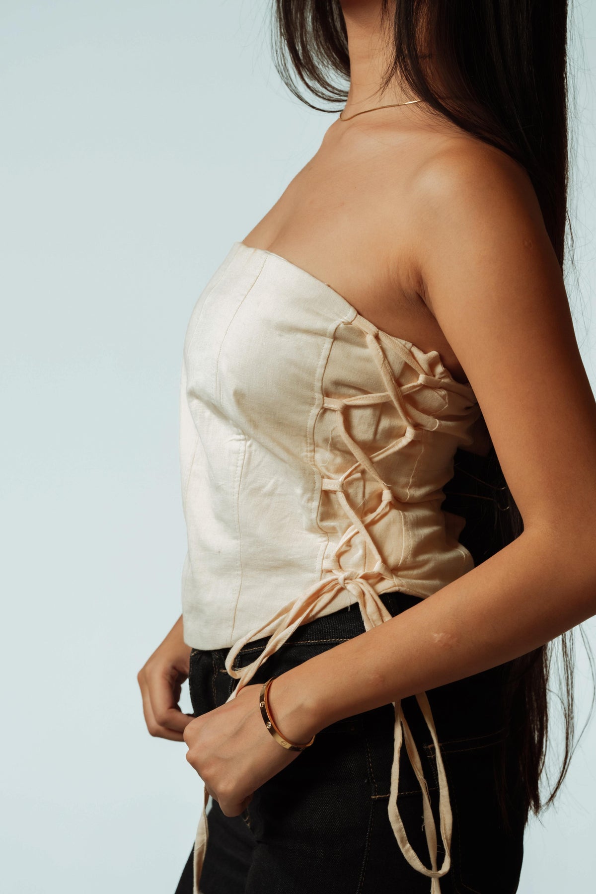 Sandstone Lace-Up Top