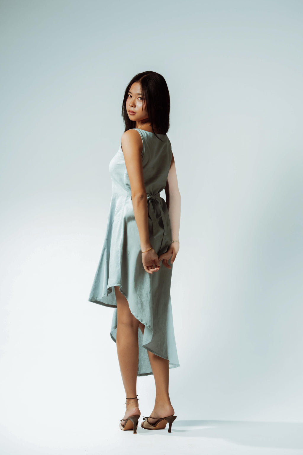 River Fold Blue Asymmetrical Dress