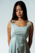 River Fold Blue Asymmetrical Dress