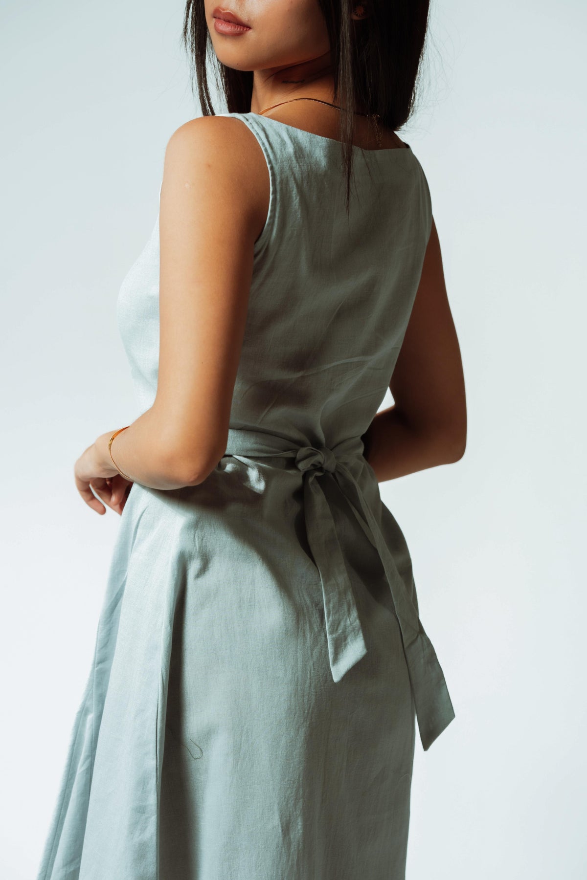 River Fold Blue Asymmetrical Dress