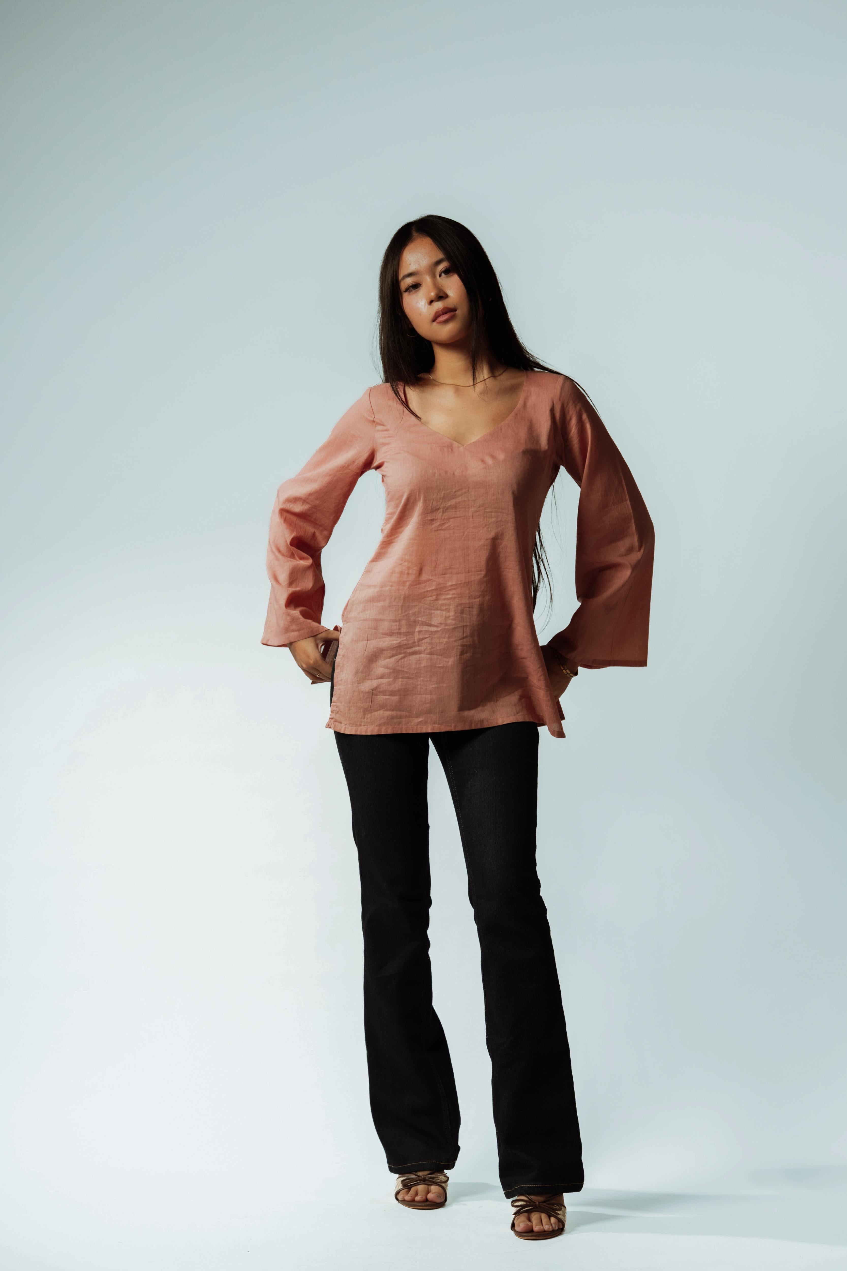 Rose Clay V-Neck Top