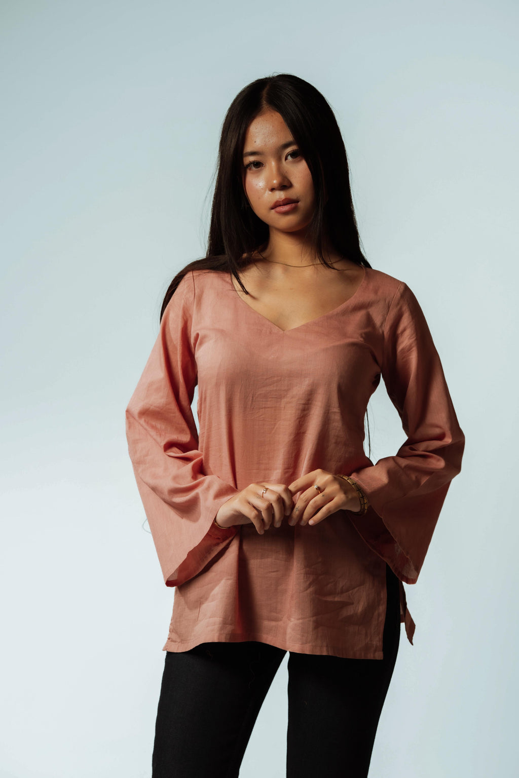 Rose Clay V-Neck Top