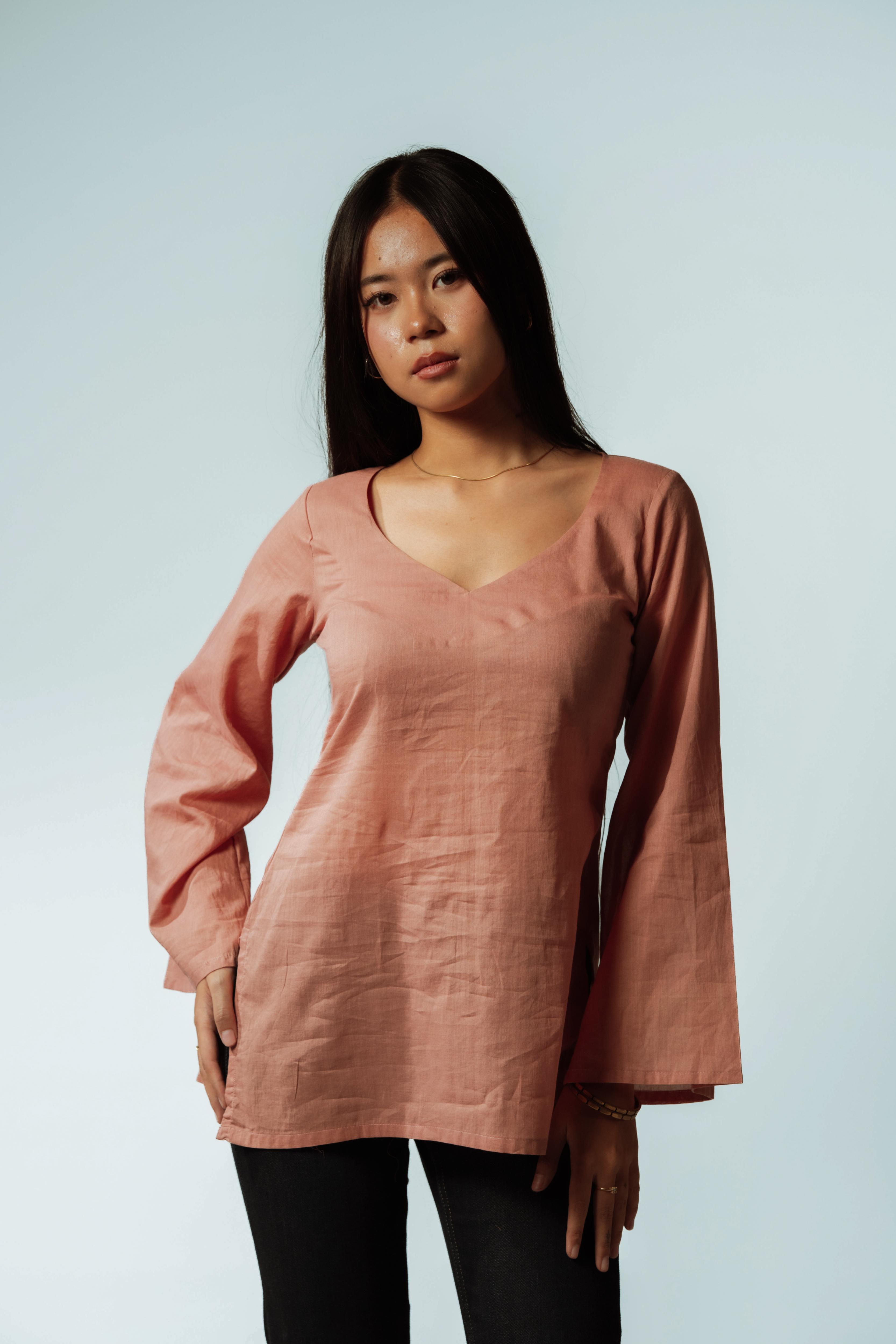 Rose Clay V-Neck Top