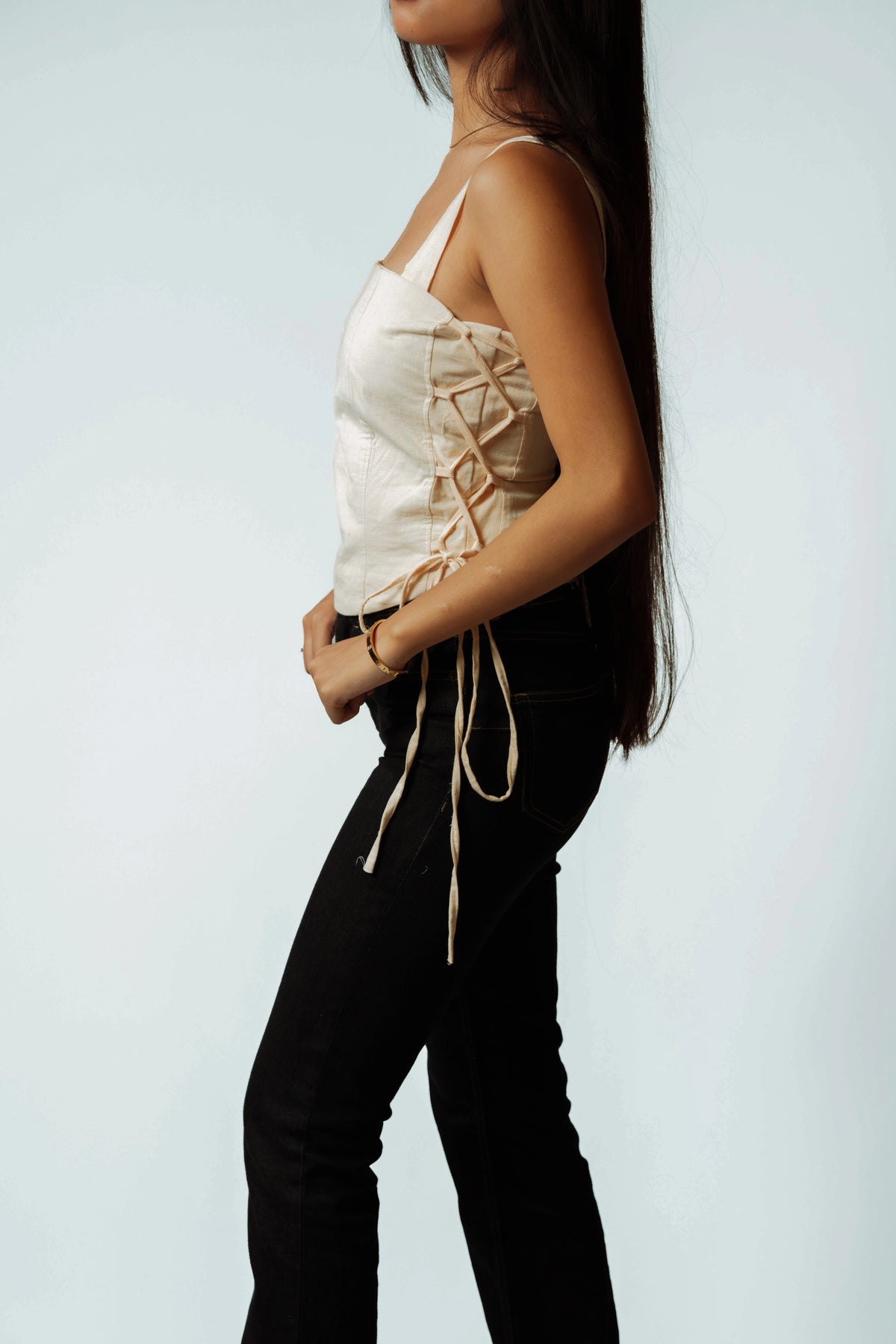 Sandstone Lace-Up Top