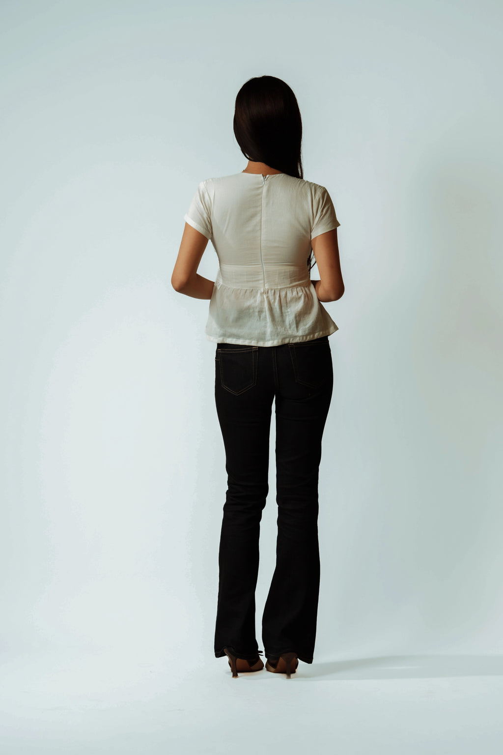 Pearl V-Neck Peplum Top