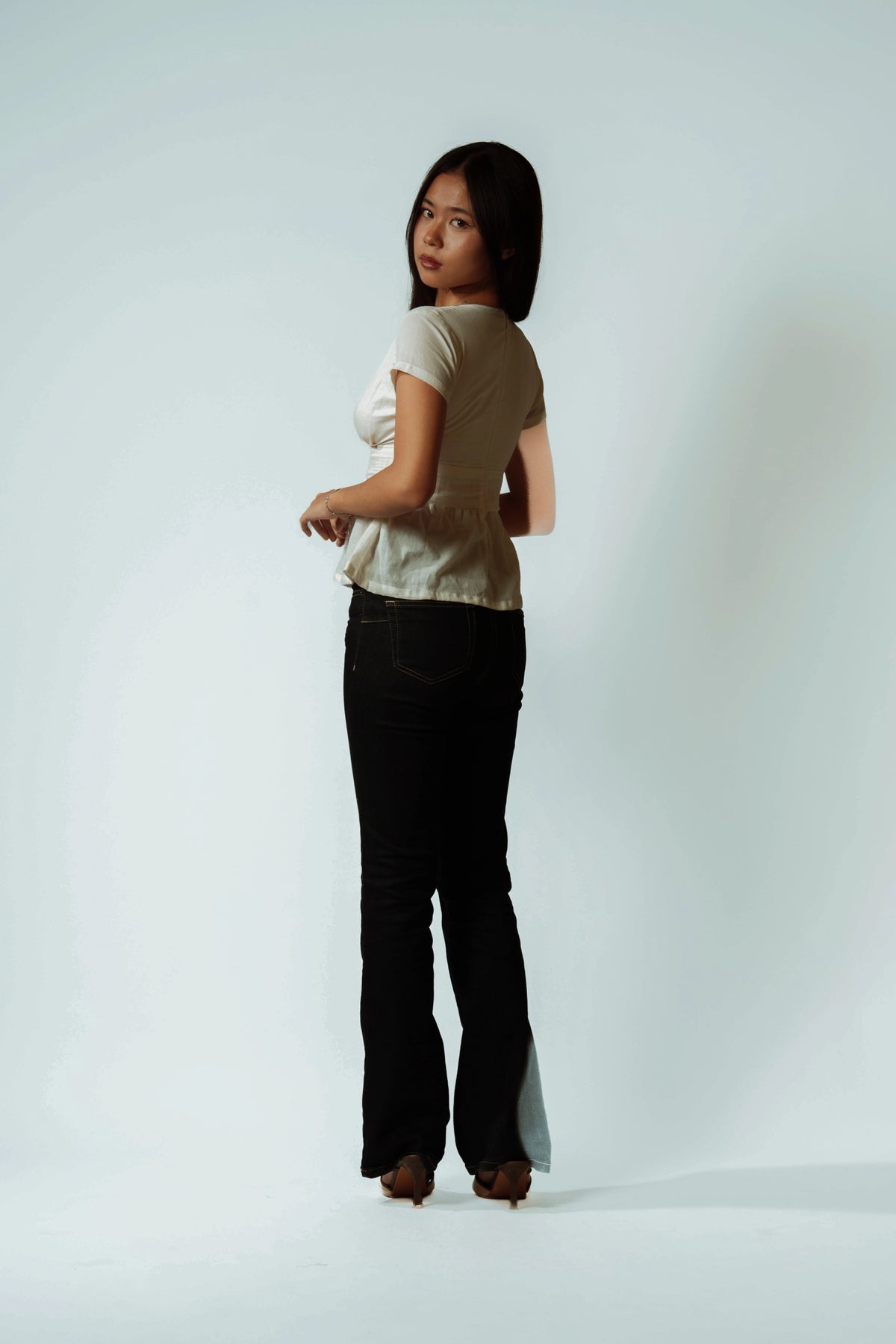 Pearl V-Neck Peplum Top