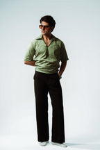 Fern Linen Blend Box Fit V-Neck Shirt