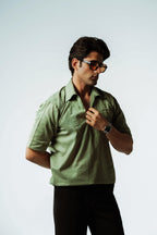 Fern Linen Blend Box Fit V-Neck Shirt