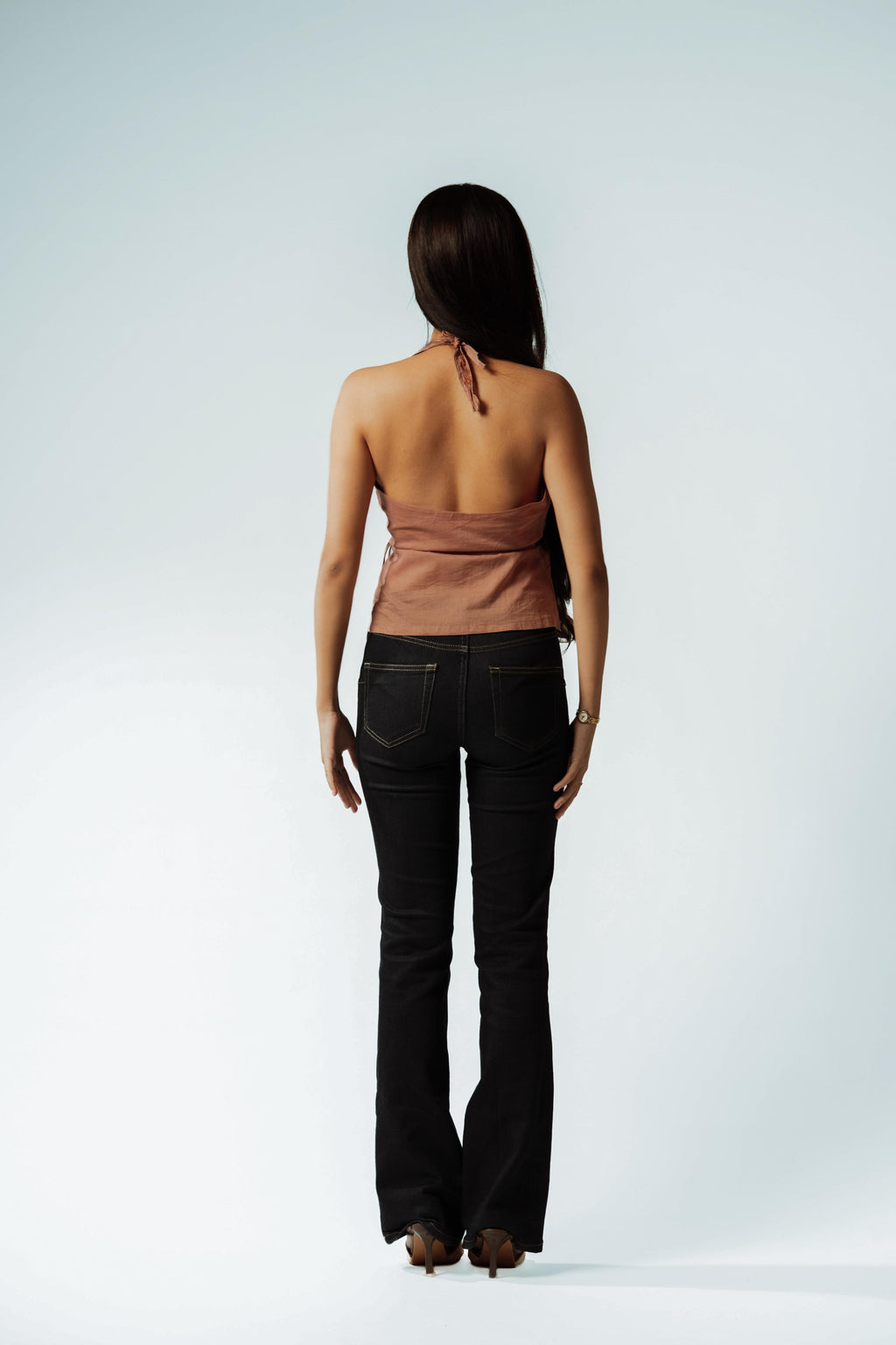 Draped Earth Embroidered Wrap Top