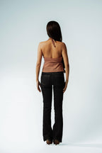 Draped Earth Embroidered Wrap Top