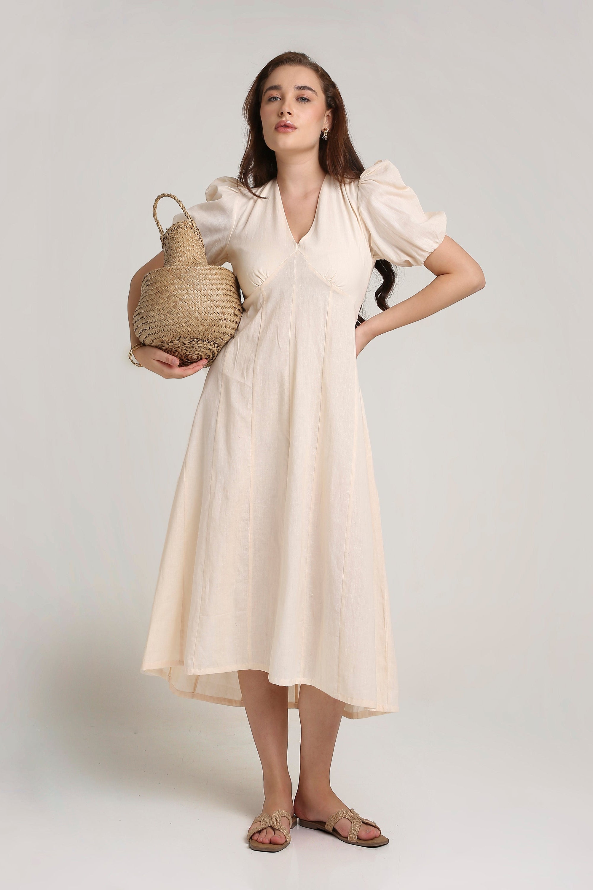 Ivory Loom Midi Dress