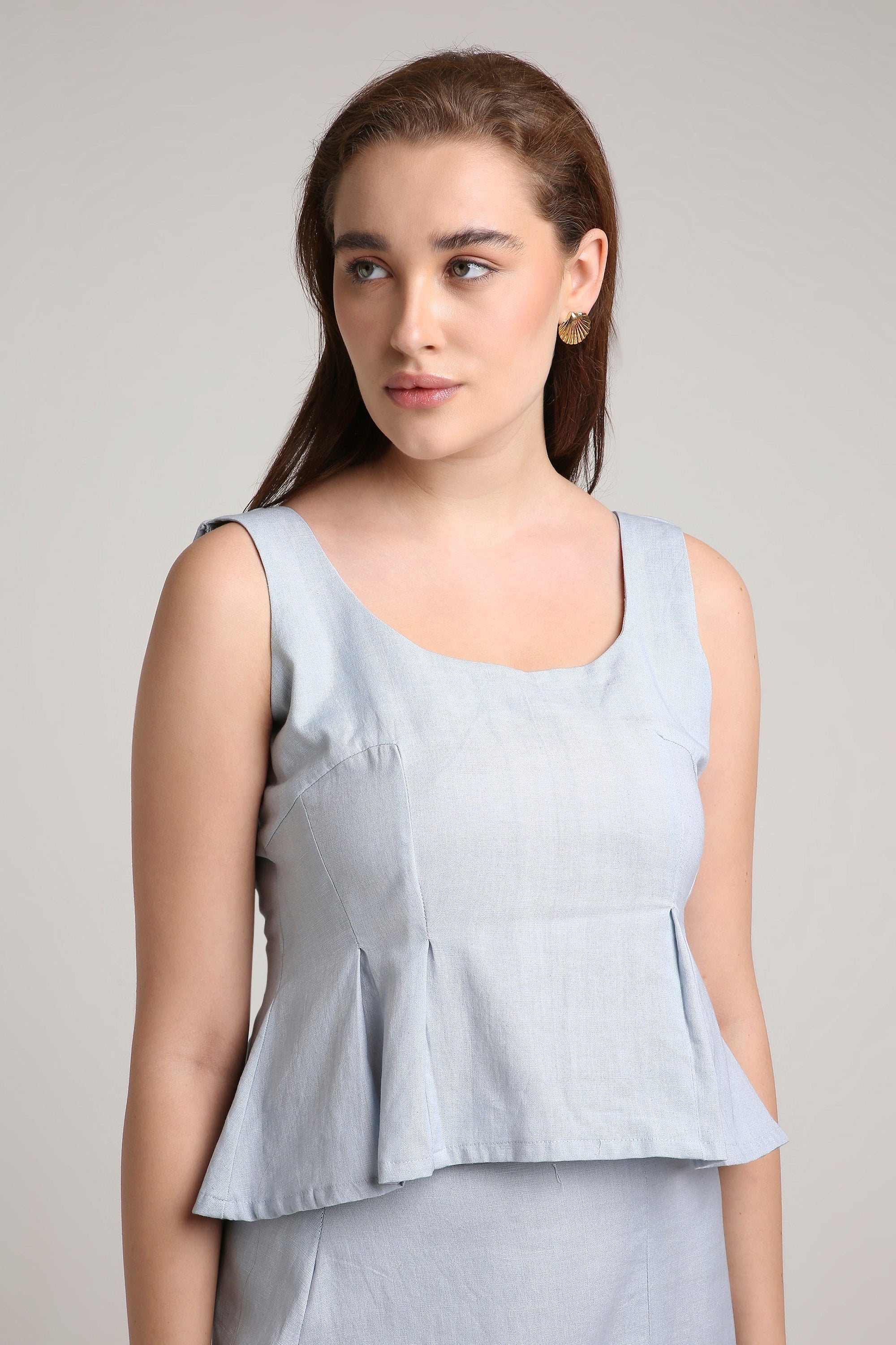Powder Blue Peplum Top