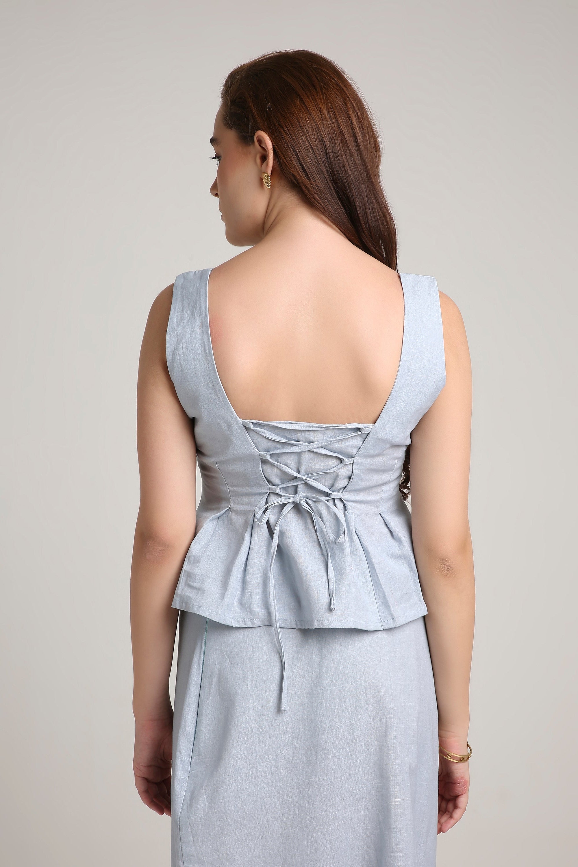 Powder Blue Peplum Top