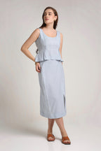 Powder Blue Peplum Top