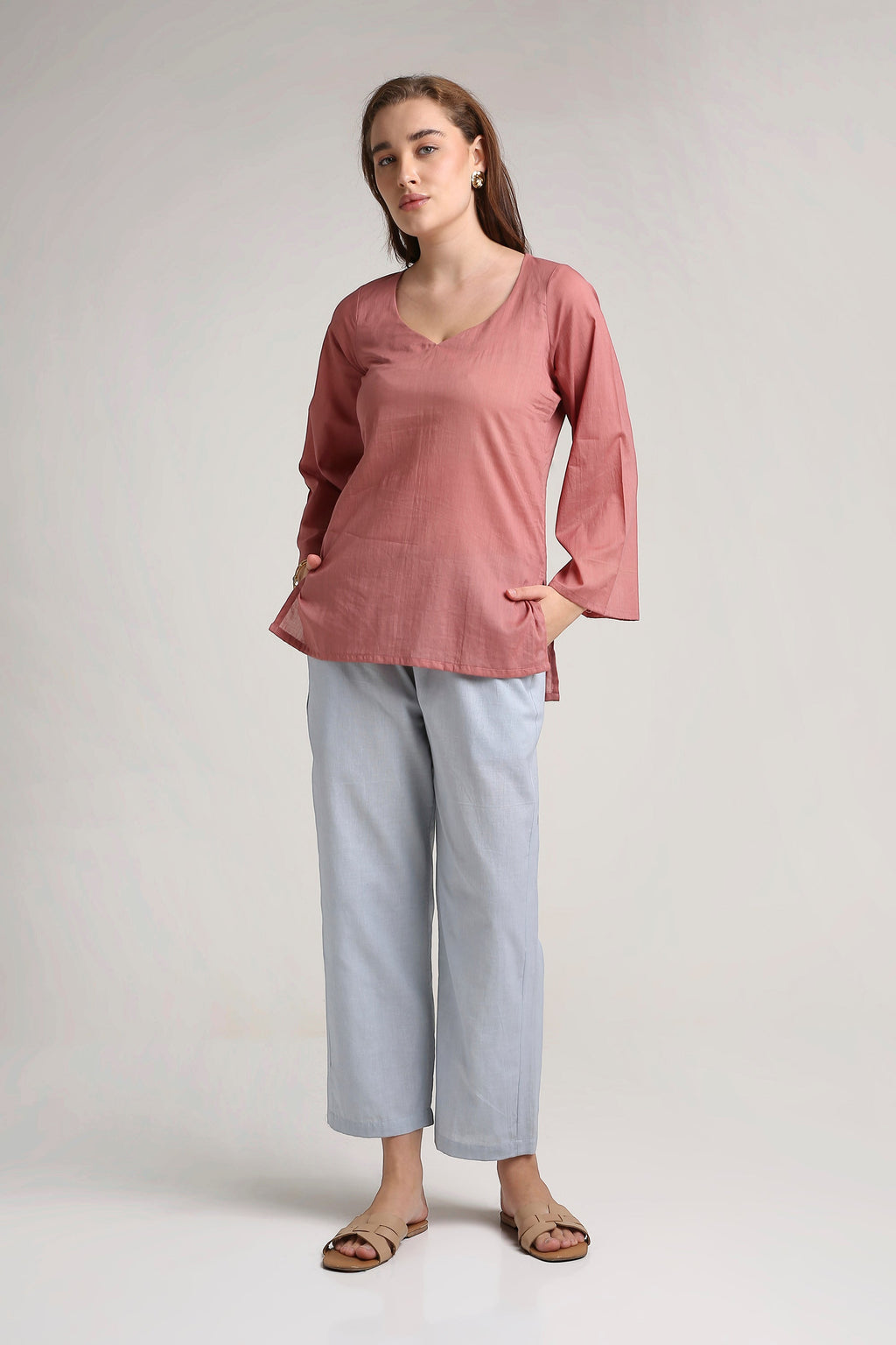 Rose Clay V-Neck Top
