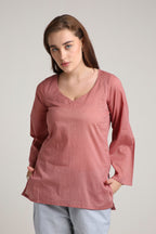 Rose Clay V-Neck Top