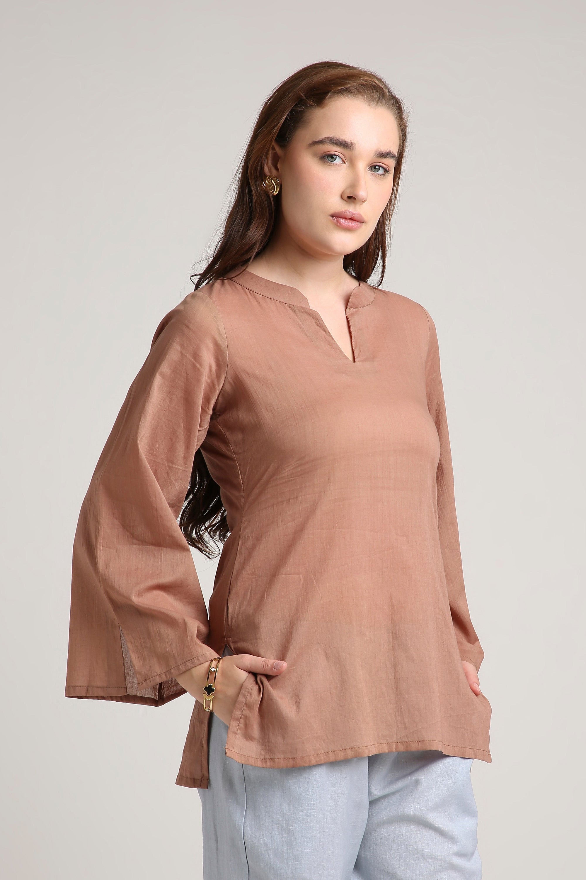 Teracotta Flow Long Top