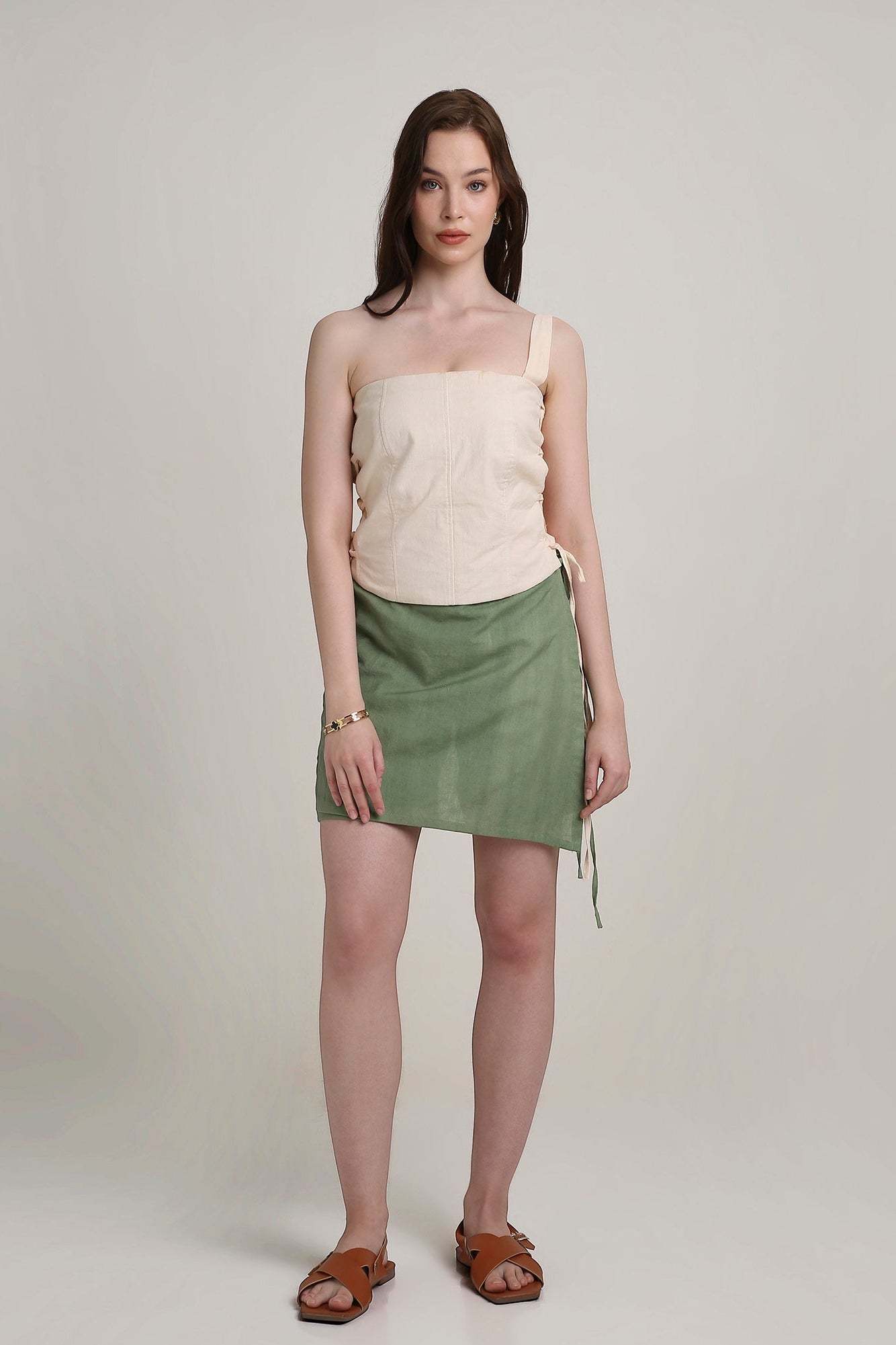 Sandstone Lace-Up Top