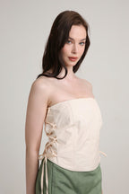 Sandstone Lace-Up Top